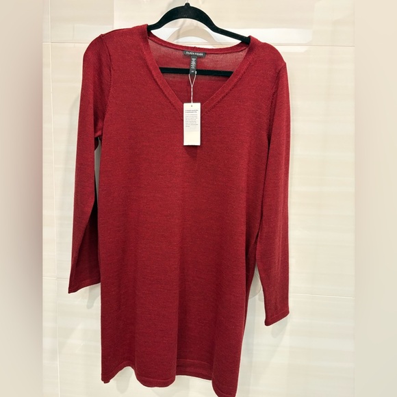 Eileen Fisher Rich Red Knit Top - Picture 2 of 6